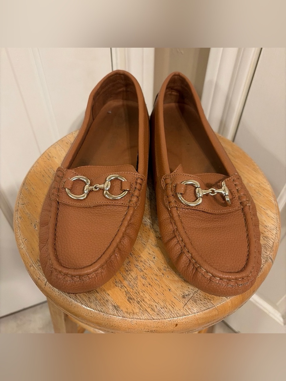 Anne Klein Chrystie iFlex Textured Brown Moccasin Loafers